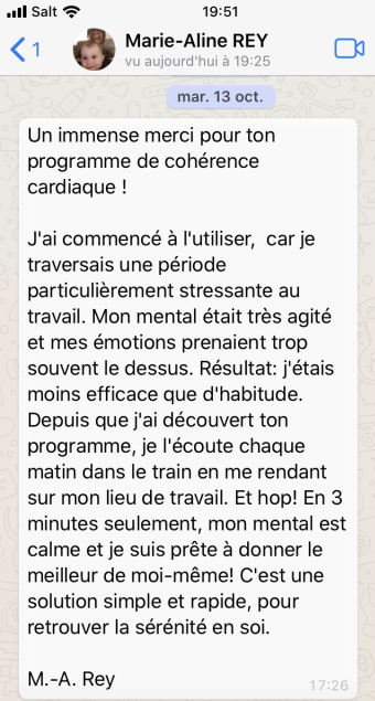 Témoignage de madame Rey pour la cohérence cardiaque