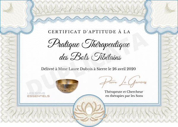 Certificat d'aptitude à la Pratique Thérapeutique des Bols Tibétains