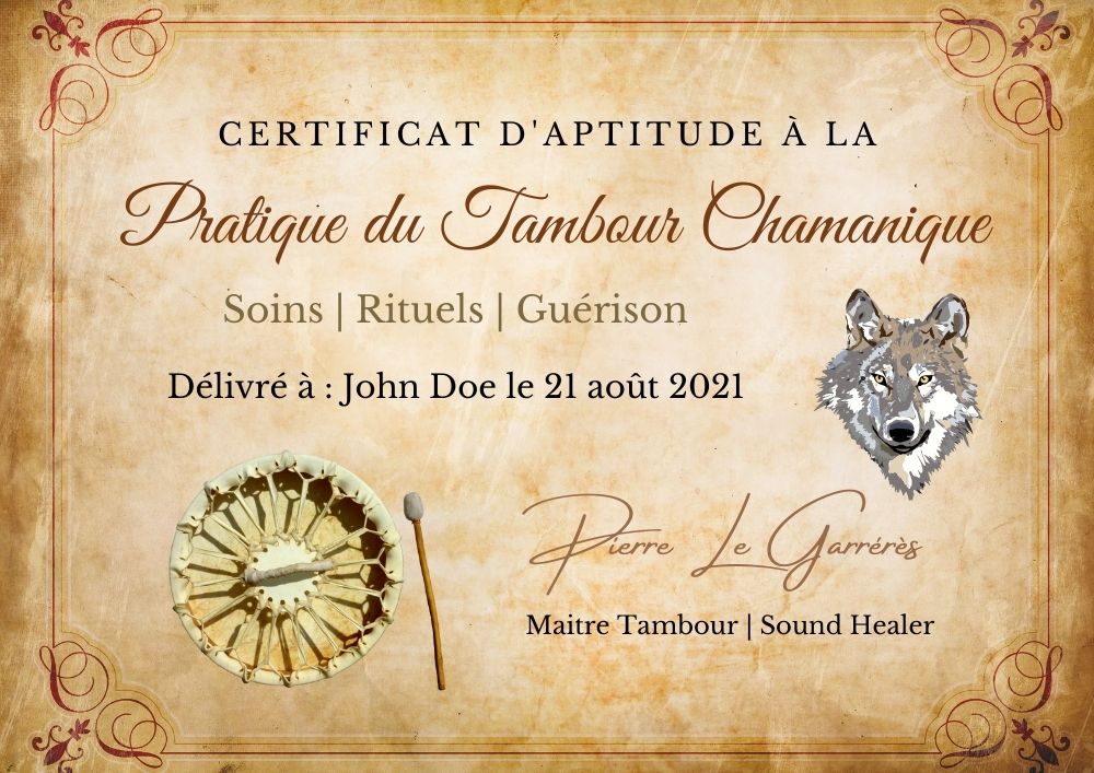 Certificat d'Aptitude pour la formation Tambour Chamanique